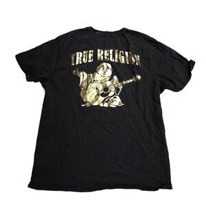 VINTAGE True Religion Shirt Large Black/Gold